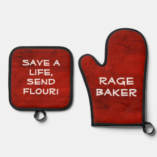 Rage Baker Dark Red Oven Mitt und Pot Holder Ofenhandschuh & Topflappen-Set