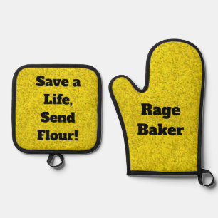Rage Baker Yellow Oven Mitt und Pot Holder Ofenhandschuh & Topflappen-Set