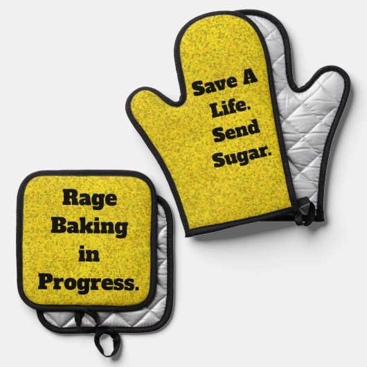 Rage Baking Oven Mitt and Pot Holder Set (Vorderseite/Rückseite)