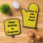 Rage Baking Oven Mitt and Pot Holder Set (Oben Unten)
