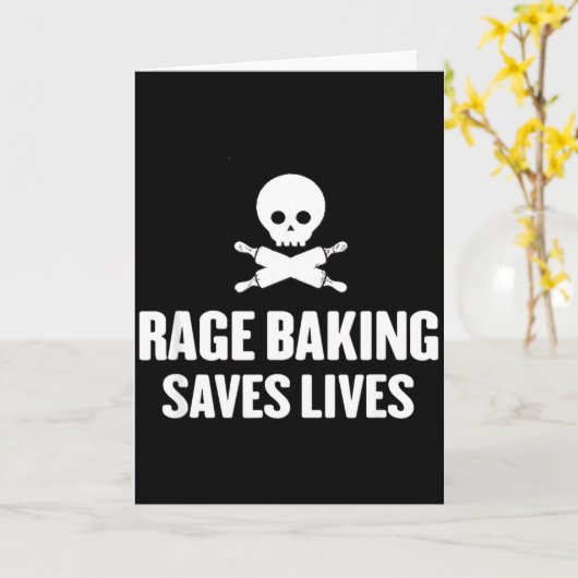 Rage Baking Saves Live Skull Funny Baker Cook Chef Karte (Gelbe Blume)