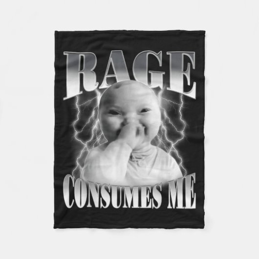 Rage Consumes Me Funny Ai Baby Holding Laugh Brain Fleecedecke (Vorderseite)