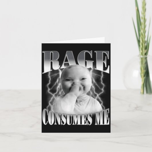 Rage Consumes Me Funny Ai Baby Holding Laugh Brain Karte (Vorderseite)