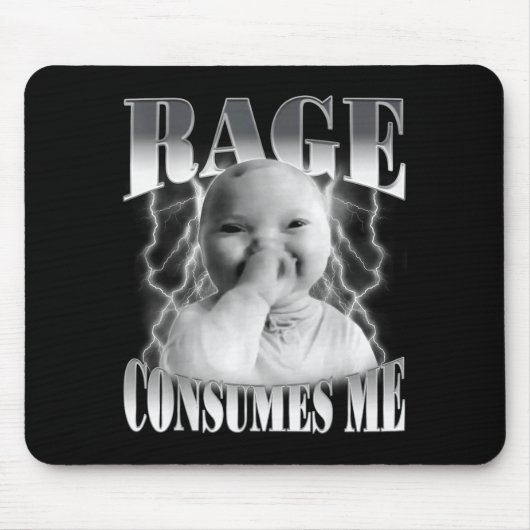 Rage Consumes Me Funny Ai Baby Holding Laugh Brain Mousepad (Vorne)