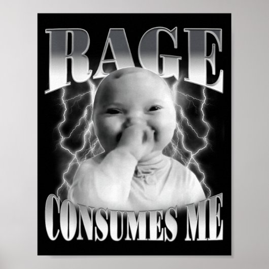 Rage Consumes Me Funny Ai Baby Holding Laugh Brain Poster (Vorne)