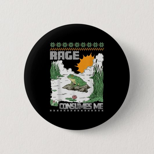 Rage Consumes Me Ugly Christmas Sweaters Funny Fro Button (Vorderseite)
