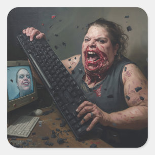 Rage-Fehler: Systemversagen - Ctrl Alt Delirium Quadratischer Aufkleber