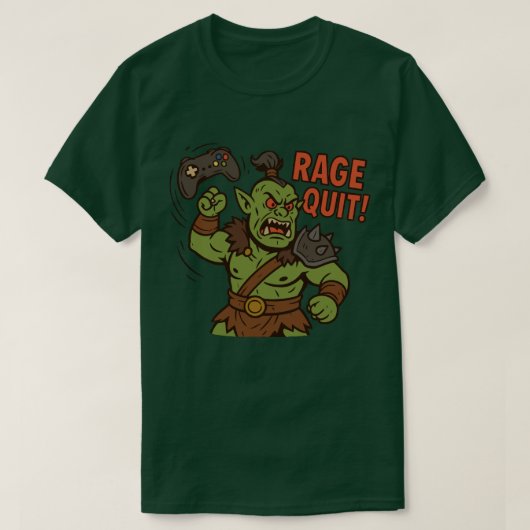 Rage Quit Funny D&D Orc T - Shirt (Design vorne)