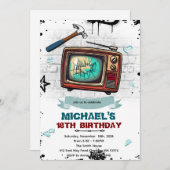 Rage Room birthday party invitation Einladung (Vorne/Hinten)