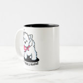 Rage und Mischief Westie Zweifarbige Tasse (Vorderseite Links)