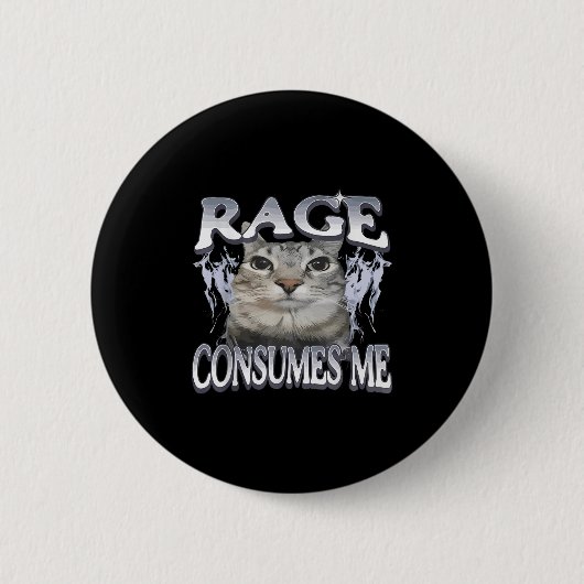 Rage verbraucht mich lustig Albern Staring Cat Mem Button (Vorderseite)