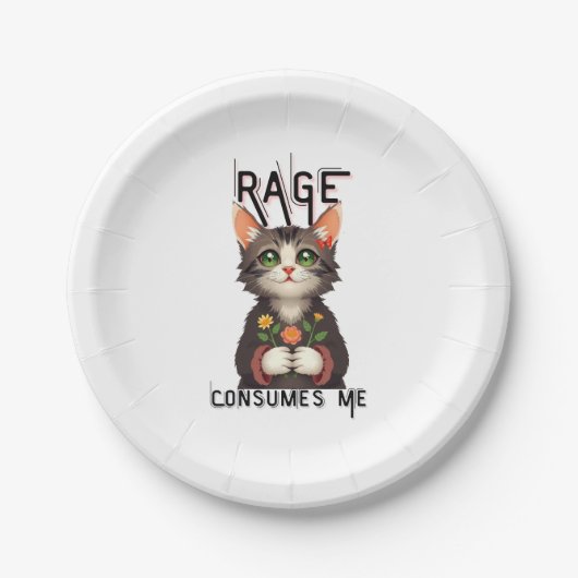 Rage verzehrt mich Cat-Blume Pappteller (Vorderseite)