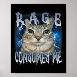 Rage verzehrt mich Katze Vintage lustige Meme Poster