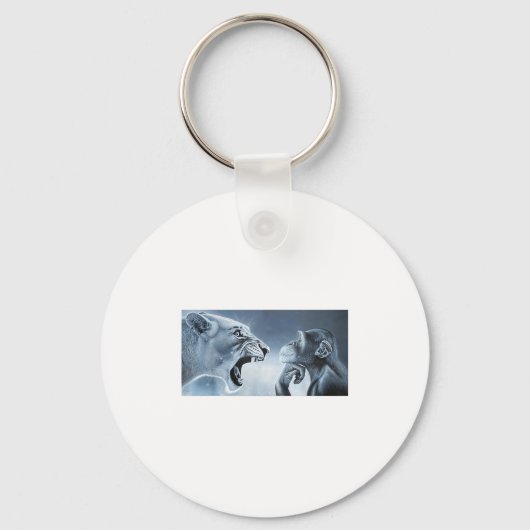 Ragebait Meme, Lion Monkey, Monkey And Lion Meme M Schlüsselanhänger (Vorderseite)