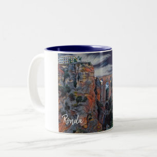 Ragend von Oben- Ronda - Das echte Spanien Zweifarbige Tasse