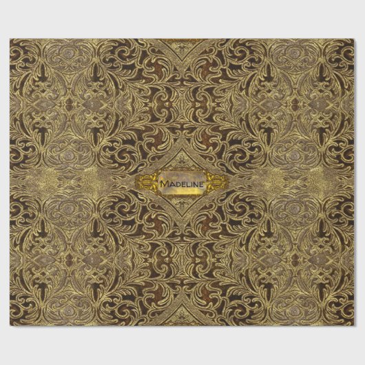Ragenhild Elegant Gothic Monogram Baroque Geschenkpapier (Flach)