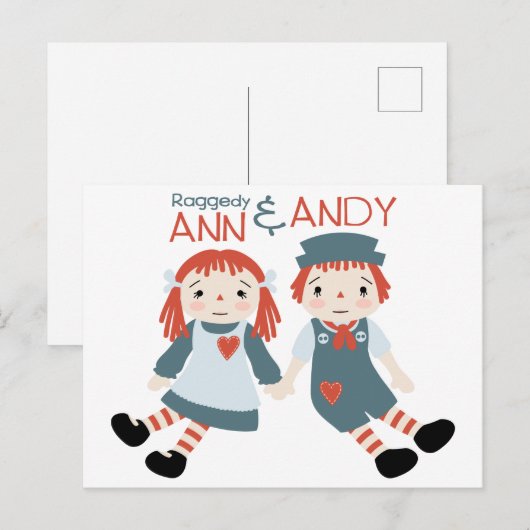 Raggedy Ann & Andy Postkarte (Vorne/Hinten)