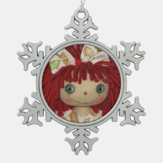 Raggedy Ann Annie Gingerbread Schneeflocken Zinn-Ornament