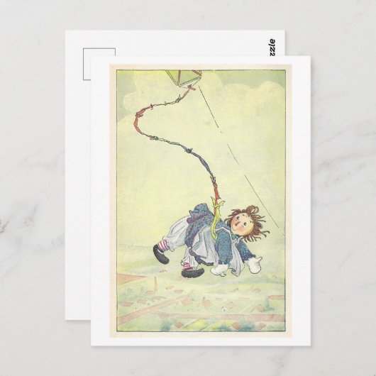 Raggedy Ann auf einer Drachenblende 1918 Postkarte (Vorne/Hinten)