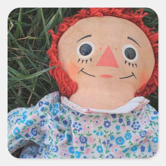 Raggedy Ann Doll 1 Quadratischer Aufkleber (Vorderseite)
