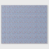 Raggedy Ann und Andy auf Dark Blue Gingham Geschenkpapier (Flach)