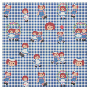 Raggedy Ann und Andy auf Dark Blue Gingham Stoff