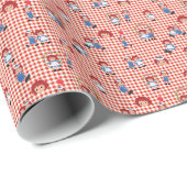 Raggedy Ann und Andy auf rotem Gingham Geschenkpapier (Rolleneckpunkt)