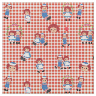 Raggedy Ann und Andy auf rotem Gingham Stoff