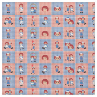 Raggedy Ann und Andy Gingham auf Schachbrettmuster Stoff