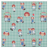 Raggedy Ann und Andy zu Green Gingham Stoff (Nahaufnahme)