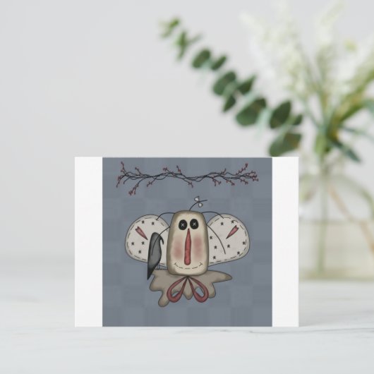 Raggedy Annie Doll mit Crow Postkarte (Stehend Vorderseite)