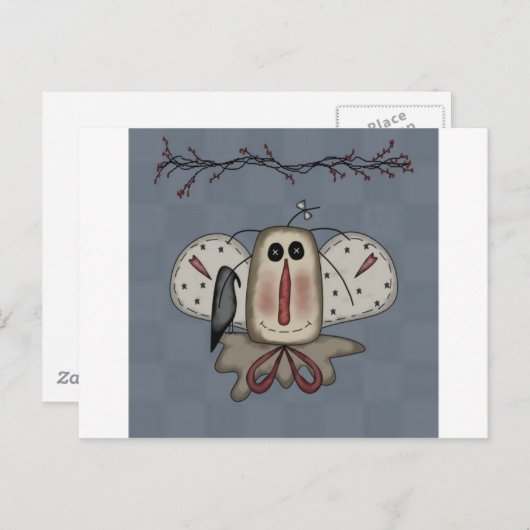 Raggedy Annie Doll mit Crow Postkarte (Vorne/Hinten)