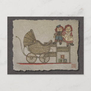Raggedy Doll & Baby Buggy Postkarte