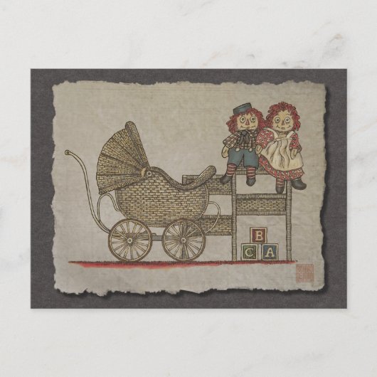 Raggedy Doll & Baby Buggy Postkarte (Vorderseite)
