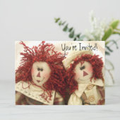 Raggedy-Dolls Einladungen zum Geburtstag oder zu j (Stehend Vorderseite)