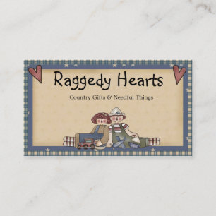 Raggedy Hearts Primitive Country Geschäftskarte Visitenkarte