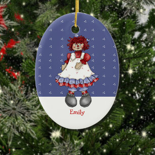 Raggety Doll Oval Christmas Ornament