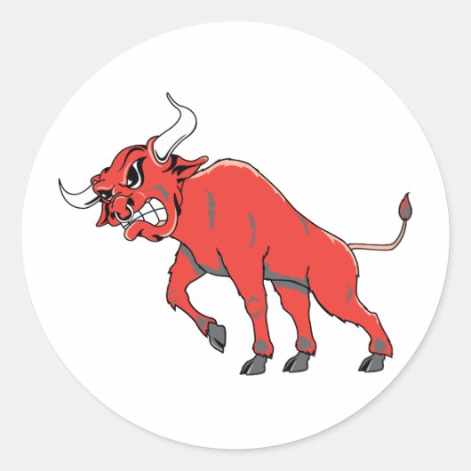 Raging Red Bull Runder Aufkleber (Vorderseite)