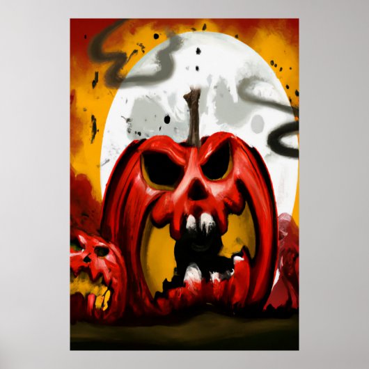 Raging red Pumpkin | AI Art Poster (Vorne)