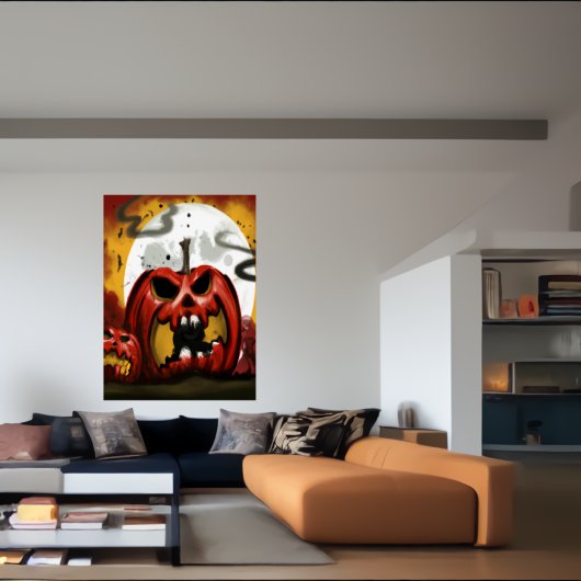 Raging red Pumpkin | AI Art Poster