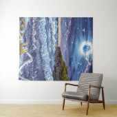 Raging Waves Midnight Sky Wandteppich (Beispiel (Horizontal))