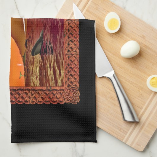 Ragnarok für Wale Geschirrtuch (Viertel Falte)