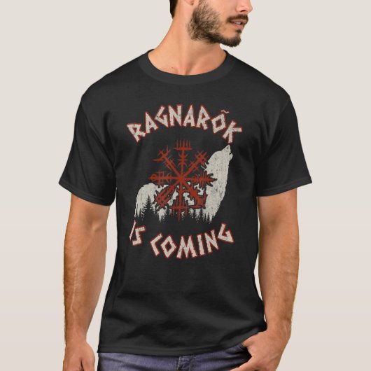 Ragnarok kommt Wolf Vegvisir Viking Vikings T-Shirt (Vorderseite)
