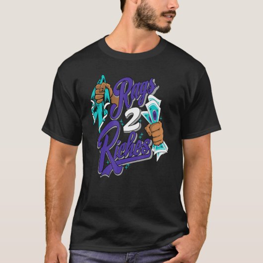 Rags 2 Riches Black Grape 1s Matching T-Shirt (Vorderseite)