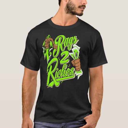 Rags 2 Riches Electric Green 6s Matching T-Shirt (Vorderseite)