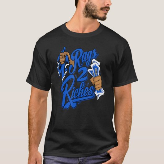 Rags 2 Riches Racer Blue 5s Matching T-Shirt (Vorderseite)