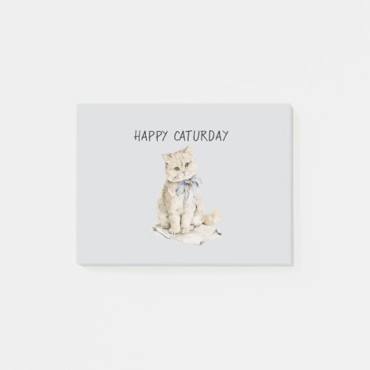 Rah Katze Blaue Schleife Caturday Post-it Klebezettel (Vorderseite)