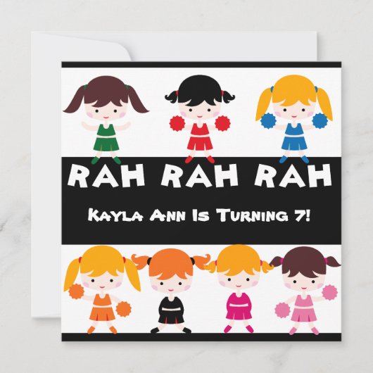 Rah Rah Rah Cheerleader Birthday Einladung (Vorderseite)