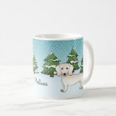 Rahmdachsund mit glattem Fell im Winterwald Kaffeetasse (VorderseiteRechts)