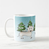 Rahmdachsund mit glattem Fell im Winterwald Kaffeetasse (Links)